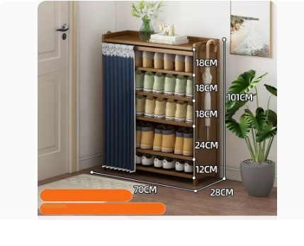 Hot selling fashionable dust-proof shoe cabinet (dark blue dust-proof curtain shoe rack model 6 layers 70*28*101CM)