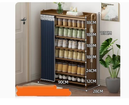 Hot selling fashionable dust-proof shoe cabinet (dark blue dust-proof curtain, boot rack style 7 layers 90*28*119CM)
