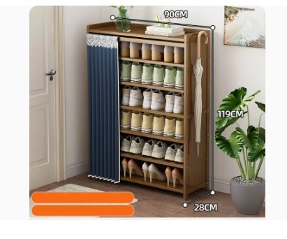 Hot selling fashion dustproof shoe cabinet (dark blue dustproof curtain 7 layers 90*28*119CM)