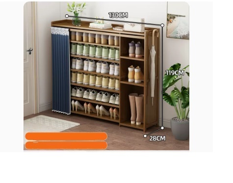 Hot selling fashionable dust-proof shoe cabinet (dark blue dust-proof curtain, boot rack style 7 layers 130*28*119CM)