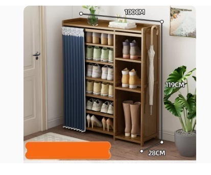 Hot selling fashionable dust-proof shoe cabinet (dark blue dust-proof curtain, boot rack style 7 layers 100*28*119CM)