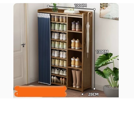 Hot selling fashionable dust-proof shoe cabinet (dark blue dust-proof curtain, boot rack style 9 layers 102*28*130CM)