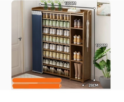 Hot selling fashionable dust-proof shoe cabinet (dark blue dust-proof curtain, boot rack style 9 layers 130*28*130CM)