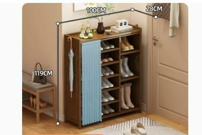 Hot selling fashionable dust-proof shoe cabinet (Quiet yarn dust-proof curtain, boot rack style, 7 layers, 100*28*119CM)