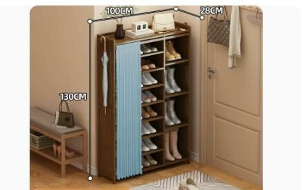 Hot selling fashionable dust-proof shoe cabinet (Quiet yarn dust-proof curtain boot rack style 9 layers 100*28*130CM)