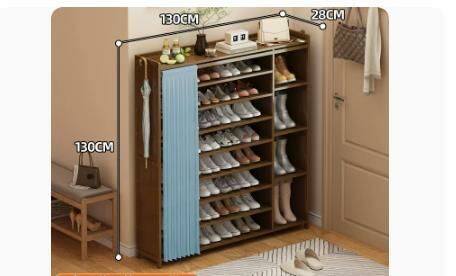 Hot selling fashionable dust-proof shoe cabinet (Quiet yarn dust-proof curtain boot rack style 9 layers 130*28*130CM)
