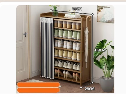 Hot selling fashion dustproof shoe cabinet (striped dustproof curtain 7 layers 90*28*119CM)