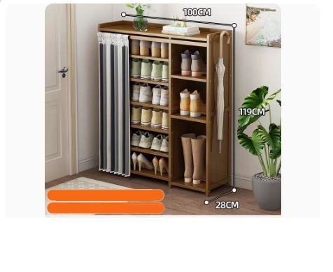 Hot selling fashionable dust-proof shoe cabinet (striped dust-proof curtain, boot rack style, 7 layers, 100*28*119CM)