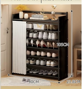 Hot selling casual simple dustproof shoe cabinet (seven layers black 90*23.8*105CM)