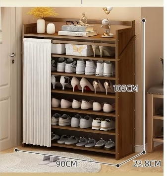 Hot selling casual simple dustproof shoe cabinet (seven layers brown 90*23.8*105CM)