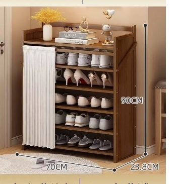 Hot selling casual simple dustproof shoe cabinet (six layers brown 70*23.8*90CM)