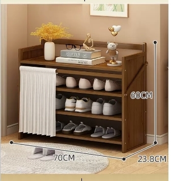 Hot selling casual simple dustproof shoe cabinet (four layers brown 70*23.8*60CM)
