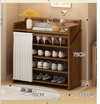 Hot selling casual simple dustproof shoe cabinet (five layers brown 70*23.8*75CM)