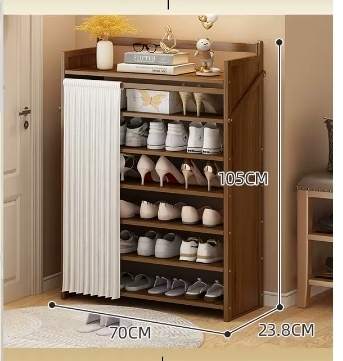 Hot selling casual simple dustproof shoe cabinet (seven layers brown 70*23.8*105CM)
