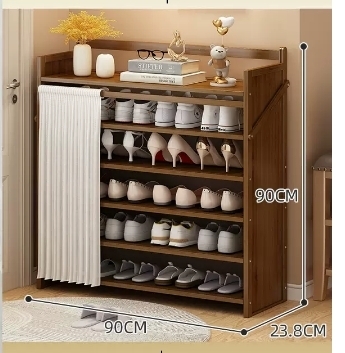 Hot selling casual simple dustproof shoe cabinet (six layers brown 90*23.8*90CM)