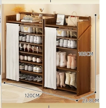 Hot selling casual simple dust-proof shoe cabinet (seven-layer brown combination model 120*23.8*105CM)