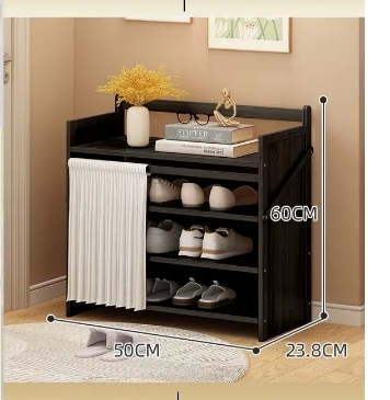 Hot selling casual simple dustproof shoe cabinet (four layers black 50*23.8*60CM)