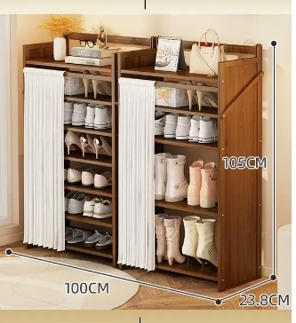 Hot selling casual simple dust-proof shoe cabinet (seven-layer brown combination model 100*23.8*105CM)