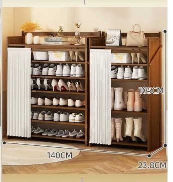 Hot selling casual simple dust-proof shoe cabinet (seven-layer brown combination model 140*23.8*105CM)