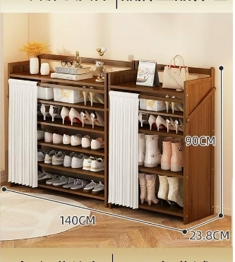 Hot selling casual simple dust-proof shoe cabinet (six-layer brown combination model 140*23.8*90CM)