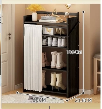 Hot selling casual simple dust-proof shoe cabinet (five-layer black elevated boot rack model 50*23.8*105CM)