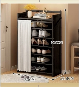 Hot selling casual simple dustproof shoe cabinet (seven layers black 50*23.8*105CM)