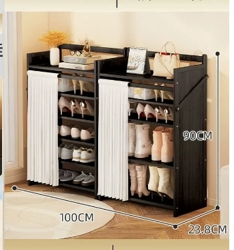 Hot selling casual simple dust-proof shoe cabinet (six-layer black combination model 100*23.8*90CM)