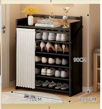 Hot selling casual simple dustproof shoe cabinet (six layers black 70*23.8*90CM)