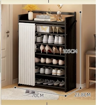 Hot selling casual simple dustproof shoe cabinet (seven layers black 70*23.8*105CM)