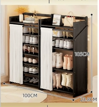 Hot selling casual simple dust-proof shoe cabinet (seven-layer black combination model 100*23.8*105CM)