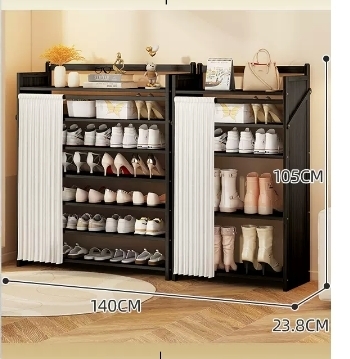 Hot selling casual simple dust-proof shoe cabinet (seven-layer black combination model 140*23.8*105CM)