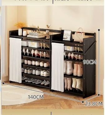 Hot selling casual simple dust-proof shoe cabinet (six-layer black combination model 140*23.8*90CM)