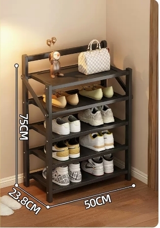 Hot selling folding storage shoe cabinet (obsidian black five layers 50*23.8*75CM)
