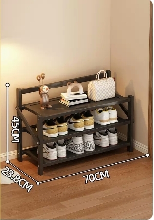 Hot selling folding storage shoe cabinet (obsidian black three layers 70*23.8*45CM)