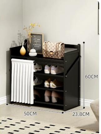Hot selling folding storage shoe cabinet (obsidian black upgraded dustproof style, four layers, 50*23.8*60CM)