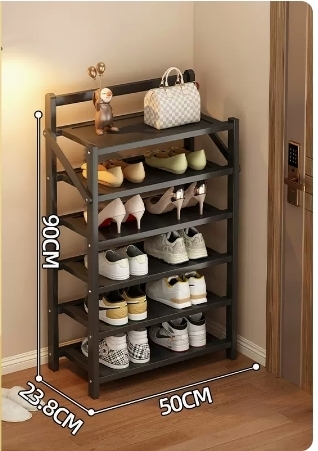 Hot selling folding storage shoe cabinet (obsidian black six layers 50*23.8*90CM)