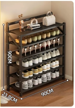 Hot selling folding storage shoe cabinet (obsidian black six layers 90*23.8*90CM)