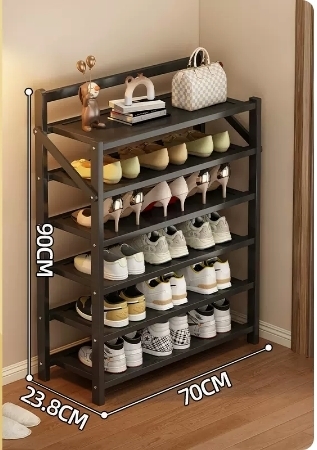 Hot selling folding storage shoe cabinet (obsidian black six layers 70*23.8*90CM)
