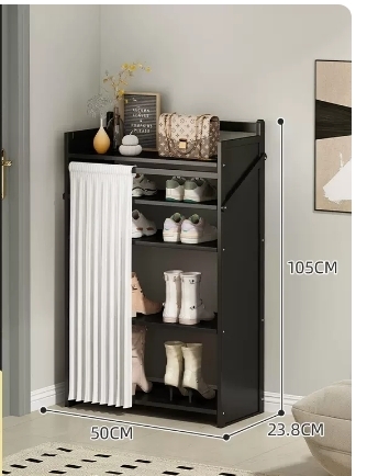 Hot Selling Folding Storage Shoe Cabinet (Obsidian Black Upgraded Dustproof and Height Boot Rack Model, Five Layers 50*23.8*105CM)