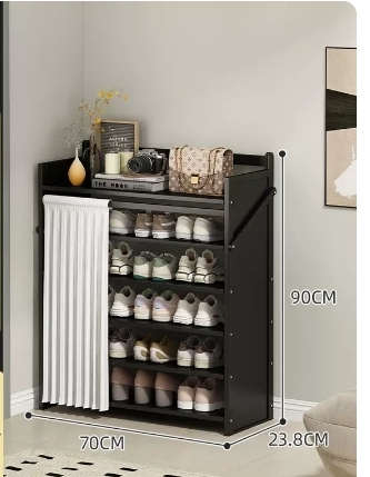 Hot selling folding storage shoe cabinet (obsidian black upgraded dustproof model, six layers, 70*23.8*90CM)
