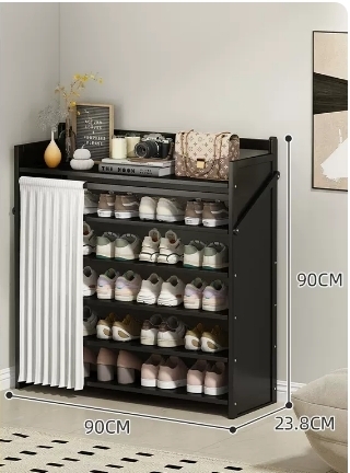 Hot selling folding storage shoe cabinet (obsidian black upgraded dustproof model, six layers, 90*23.8*90CM)