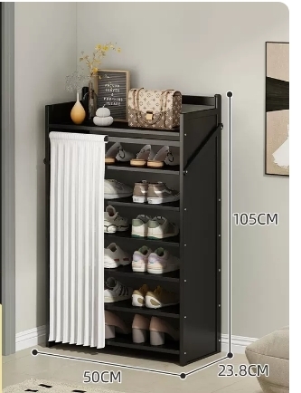 Hot selling folding storage shoe cabinet (obsidian black upgraded dustproof style, seven layers, 50*23.8*105CM)
