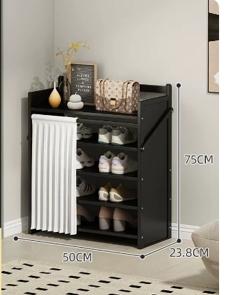 Hot selling folding storage shoe cabinet (obsidian black upgraded dustproof style, five layers, 70*23.8*90CM)