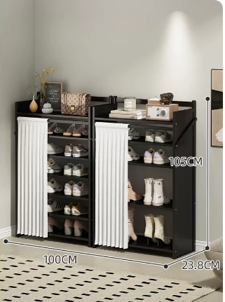 Hot selling folding storage shoe cabinet (obsidian black upgraded dustproof combination, seven layers, 100*23.8*105CM)
