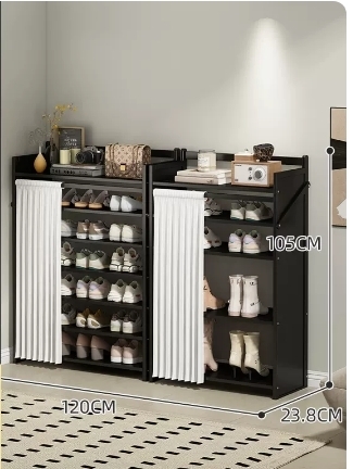 Hot selling folding storage shoe cabinet (obsidian black upgraded dustproof combination, seven layers, 120*23.8*105CM)
