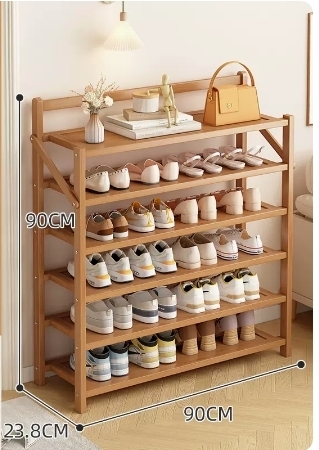 Hot selling folding storage shoe cabinet (raw wood color, six layers, 90*23.8*90CM)