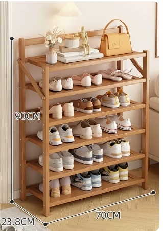 Hot selling folding storage shoe cabinet (raw wood color, six layers, 70*23.8*90CM)
