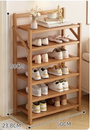 Hot selling folding storage shoe cabinet (raw wood color, six layers, 50*23.8*90CM)