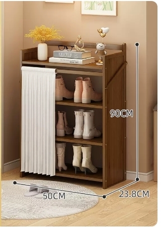 Hot Selling Folding Storage Shoe Cabinet (Camellia Color Upgraded Dustproof Boot Rack Model, Four Layers, 50*23.8*90CM)