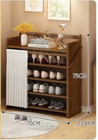 Hot Selling Folding Storage Shoe Cabinet (Camellia Color Upgraded Dustproof Style, Five Layers, 70*23.8*75CM)